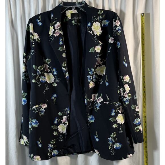 Cynthia Rowley Floral Open Front Blazer, Blue Multi, Sz: M, 80-27 - Picture 10 of 13